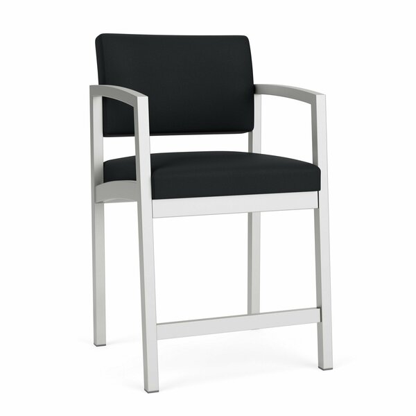 Lesro Lenox Steel Hip Chair Metal Frame, Silver, MD Black Upholstery LS1161